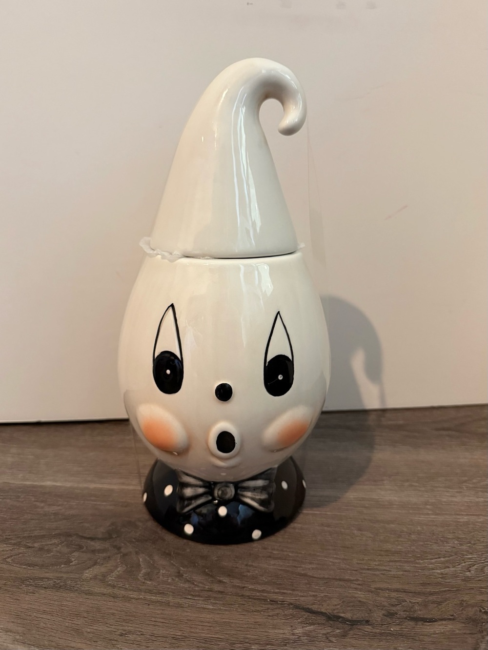 LAST ONE!! Whimsical Johanna Parker "Gus" Ghost Cookie Jar with Bow Tie- NWT